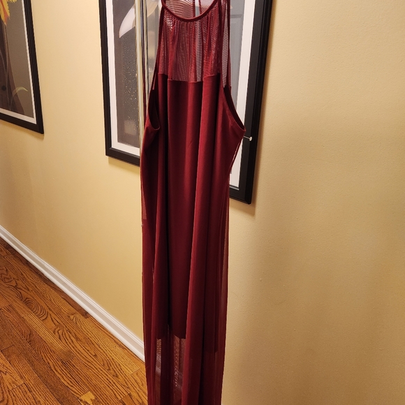 DKNY Mesh Overlay Maxi Halter Dress with Shorter Lining - Picture 7 of 11